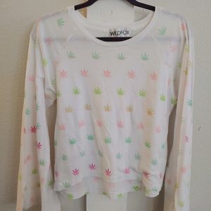 Wildfox Marijuana Leaf Top Bell sleeves Size XS